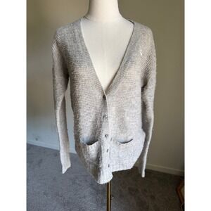 Y2K Abercrombie & Fitch Womens Gray Wool Blend Knit Cardigan Moose Large